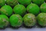 CDE2557 15.5 inches 16mm faceted round dyed sea sediment jasper beads