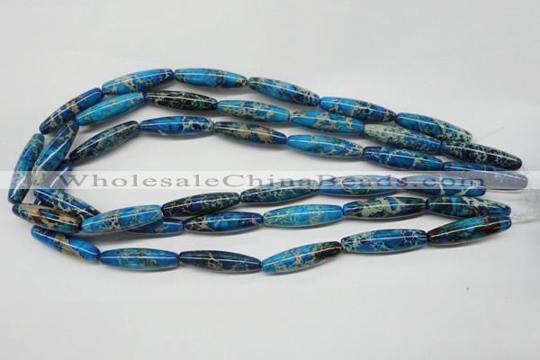 CDE291 15.5 inches 8*30mm rice dyed sea sediment jasper beads