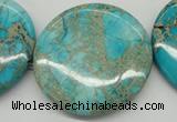 CDE353 15.5 inches 45mm flat round dyed sea sediment jasper beads