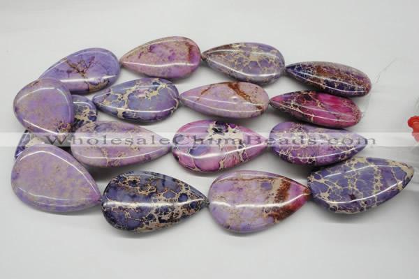 CDE463 15.5 inches 30*50mm flat teardrop dyed sea sediment jasper beads