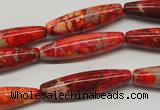 CDE513 15.5 inches 8*31mm rice dyed sea sediment jasper beads