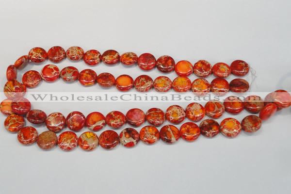 CDE518 15.5 inches 14mm flat round dyed sea sediment jasper beads