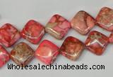 CDE568 15.5 inches 10*10mm diamond dyed sea sediment jasper beads