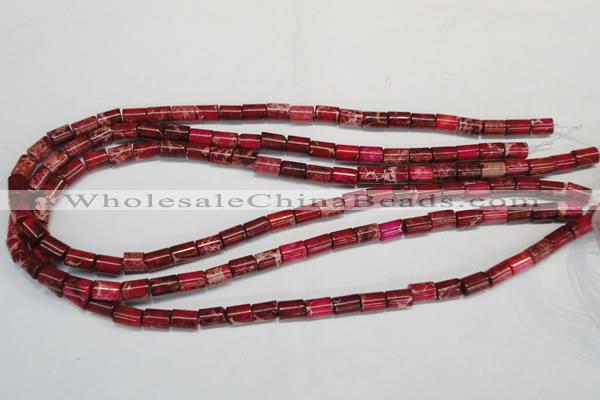 CDE590 15.5 inches 6*8mm tube dyed sea sediment jasper beads