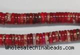 CDE601 15.5 inches 2*8mm heishi dyed sea sediment jasper beads