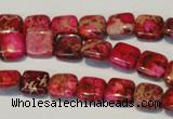 CDE620 15.5 inches 10*10mm square dyed sea sediment jasper beads