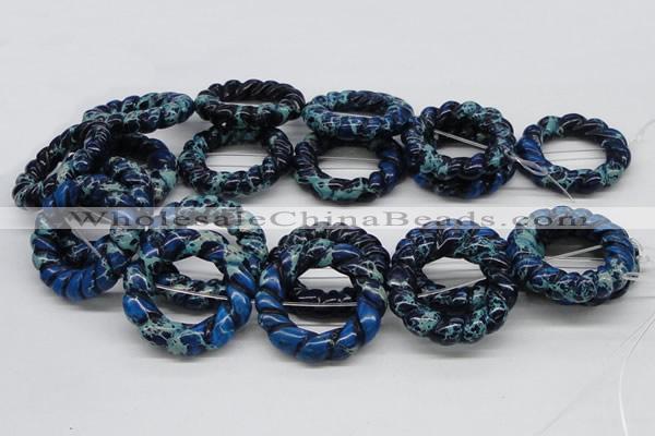 CDE67 15.5 inches 40mm donut shaped dyed sea sediment jasper beads