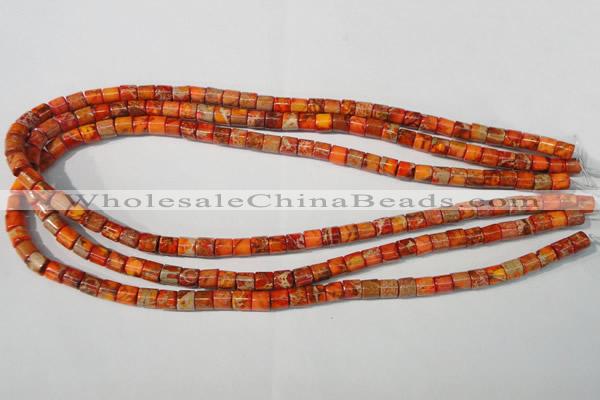 CDE735 15.5 inches 6*6mm tube dyed sea sediment jasper beads