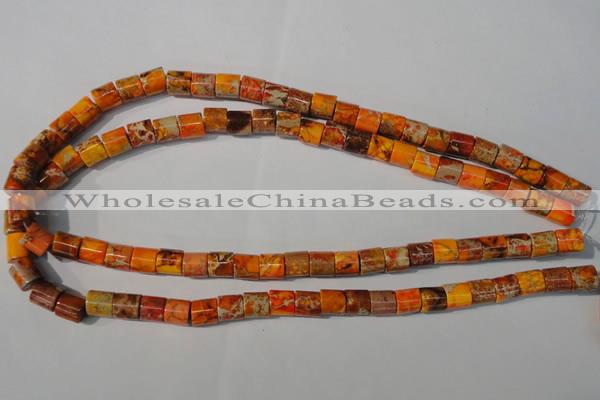 CDE737 15.5 inches 8*8mm tube dyed sea sediment jasper beads