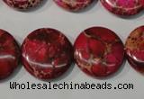 CDE787 15.5 inches 20mm flat round dyed sea sediment jasper beads