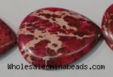 CDE790 15.5 inches 30*40mm flat teardrop dyed sea sediment jasper beads