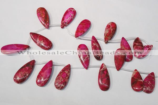 CDE799 Top-drilled 16*32mm flat teardrop dyed sea sediment jasper beads