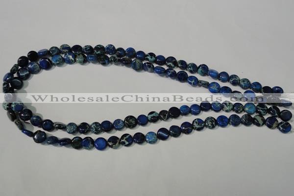 CDE905 15.5 inches 8mm flat round dyed sea sediment jasper beads