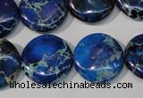 CDE908 15.5 inches 20mm flat round dyed sea sediment jasper beads