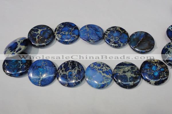 CDE909 15.5 inches 35mm flat round dyed sea sediment jasper beads