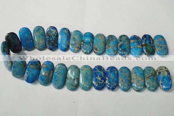 CDE917 15.5 inches 15*30mm oval double drilled dyed sea sediment jasper beads