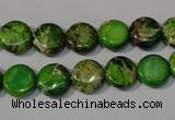 CDE936 15.5 inches 10mm flat round dyed sea sediment jasper beads