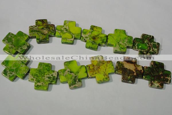 CDE953 15.5 inches 35*35mm cross dyed sea sediment jasper beads