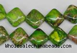 CDI122 15.5 inches 12*12mm diamond dyed imperial jasper beads