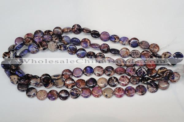 CDI406 15.5 inches 12mm flat round dyed imperial jasper beads