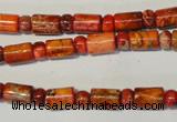 CDI505 15.5 inches 3*6mm rondelle & 6*9mm tube dyed imperial jasper beads