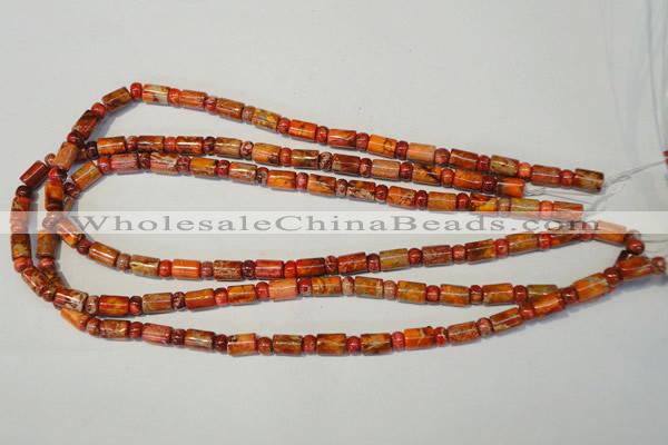 CDI505 15.5 inches 3*6mm rondelle & 6*9mm tube dyed imperial jasper beads