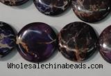 CDI707 15.5 inches 20mm flat round dyed imperial jasper beads