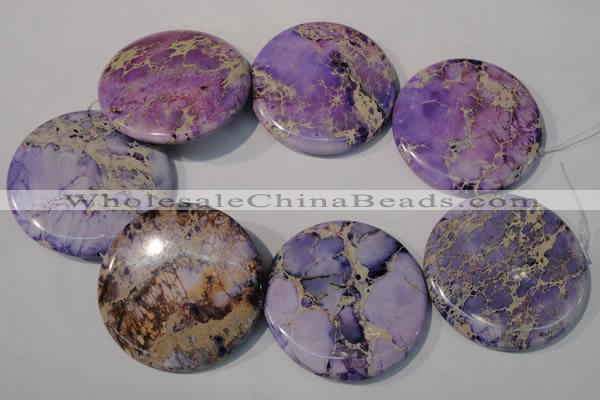 CDI709 15.5 inches 55mm flat round dyed imperial jasper beads