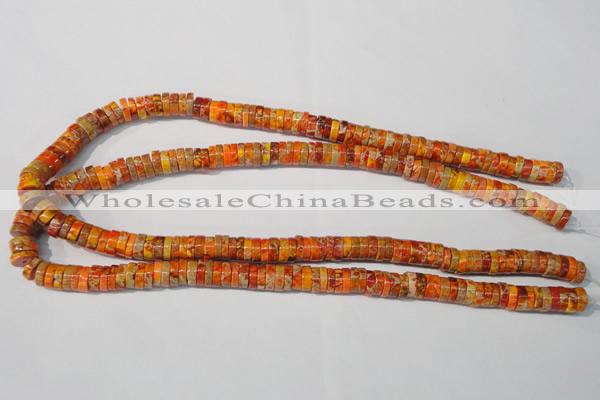 CDI734 15.5 inches 3*8mm heishi dyed imperial jasper beads