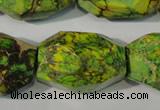 CDI933 15.5 inches 19*30mm faceted nuggets dyed imperial jasper beads