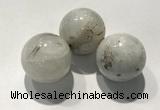 CDN1034 30mm round black rutilated quartz decorations wholesale