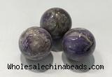 CDN1036 30mm round charoite decorations wholesale