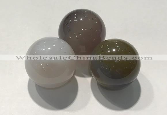 CDN1094 30mm round grey agate decorations wholesale