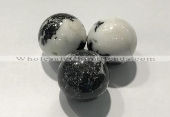 CDN1122 30mm round black & white jasper decorations wholesale