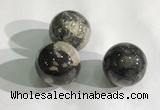 CDN1143 30mm round silver leaf jasper decorations wholesale