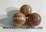 CDN1145 30mm round red picture jasper decorations wholesale