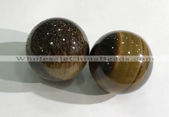 CDN1235 40mm round yellow tiger eye decorations wholesale