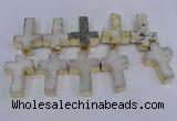 CDQ526 28*45mm - 30*47mm cross druzy quartz beads wholesale