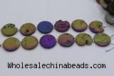 CDQ680 8 inches 30mm flat round druzy quartz beads wholesale