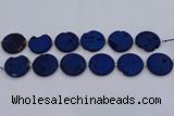 CDQ681 8 inches 30mm flat round druzy quartz beads wholesale