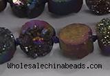 CDQ705 8 inches 12mm coin druzy quartz beads wholesale