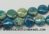 CDS11 16 inches 12mm flat round dyed serpentine jasper beads wholesale