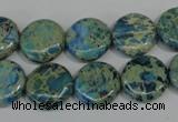 CDS272 15.5 inches 14mm flat round dyed serpentine jasper beads