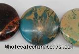 CDS33 15.5 inches 30mm flat round dyed serpentine jasper beads