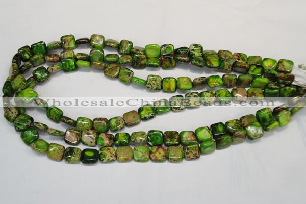 CDT120 15.5 inches 10*10mm square dyed aqua terra jasper beads