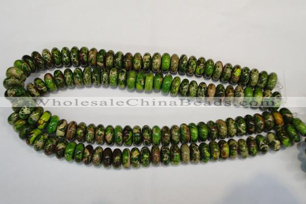 CDT136 15.5 inches 6*14mm rondelle dyed aqua terra jasper beads