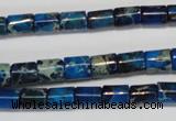 CDT227 15.5 inches 6*8mm tube dyed aqua terra jasper beads