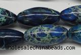 CDT293 15.5 inches 15*30mm rice dyed aqua terra jasper beads