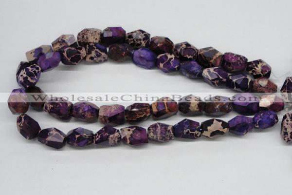 CDT38 15.5 inches 14*18mm faceted nuggets dyed aqua terra jasper beads