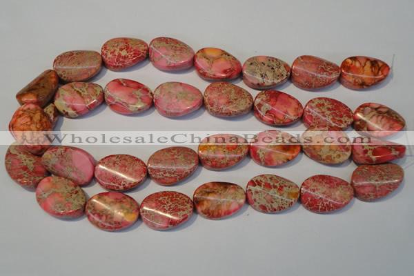 CDT575 15.5 inches 18*25mm twisted oval dyed aqua terra jasper beads